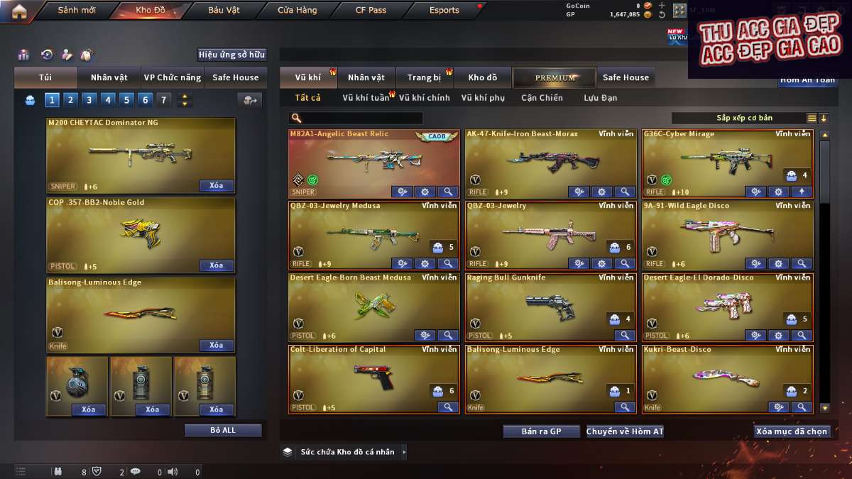 shop acc cf uy tin gia re